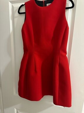Zara Red Sleeveless Dress with Back Zip